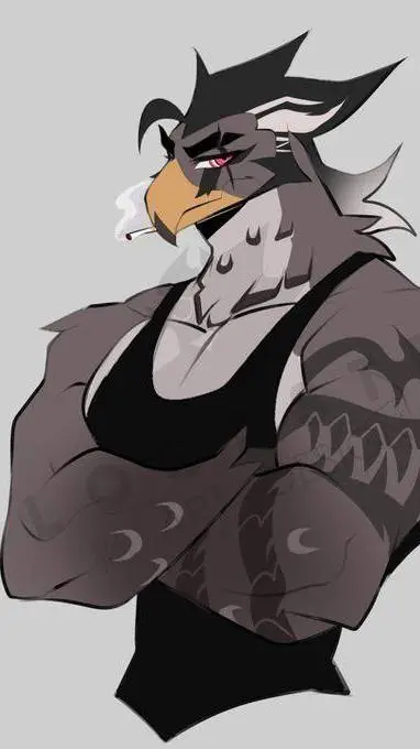 ai character: hellhawk🖤🚬🏋️‍♀️💀 background