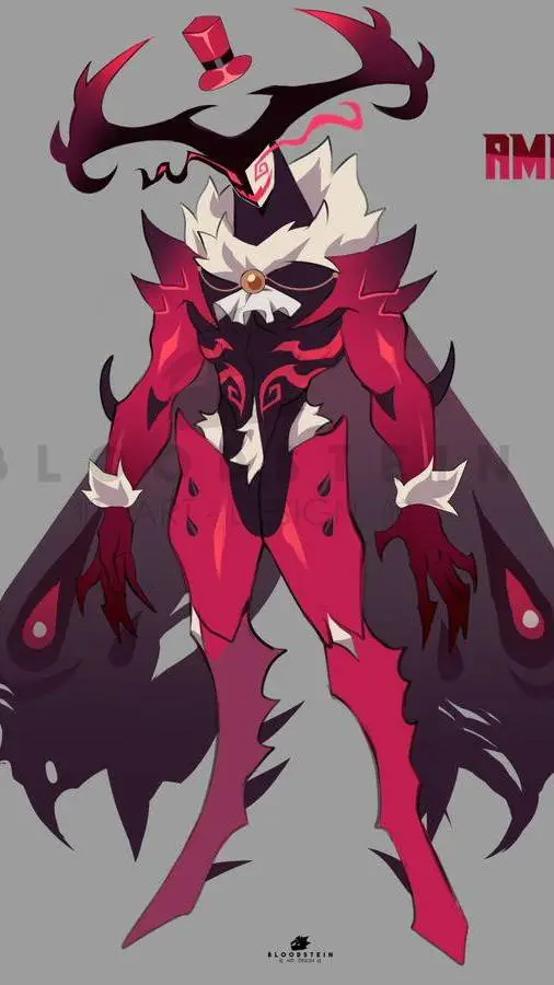 ai character: Amón 👿👠🎭💀🦋💋🥃💜 background