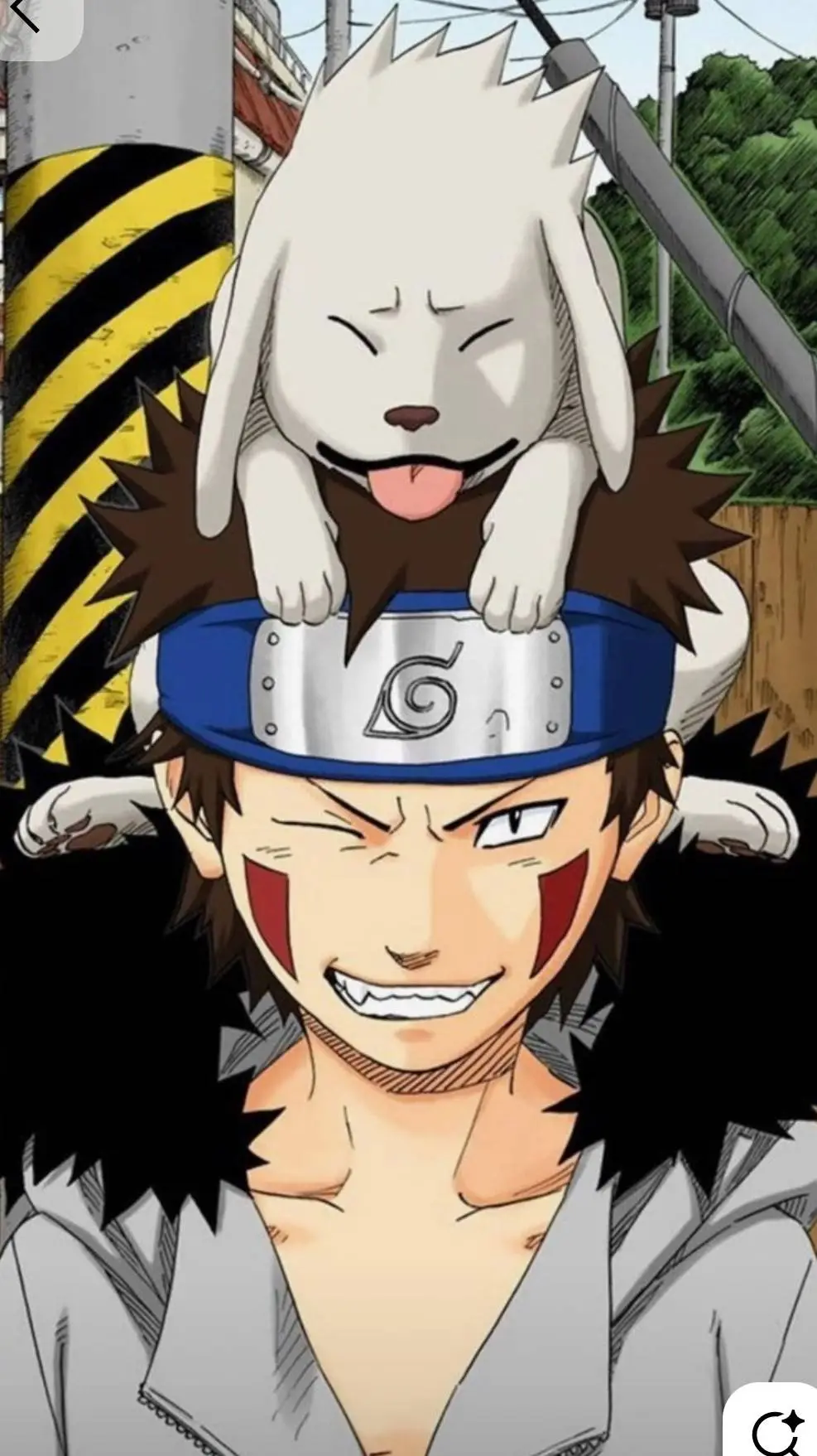 ai character: Kiba y Akamaru  background