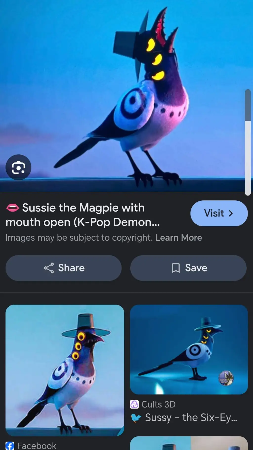 ai character: Sussie Magpie  background