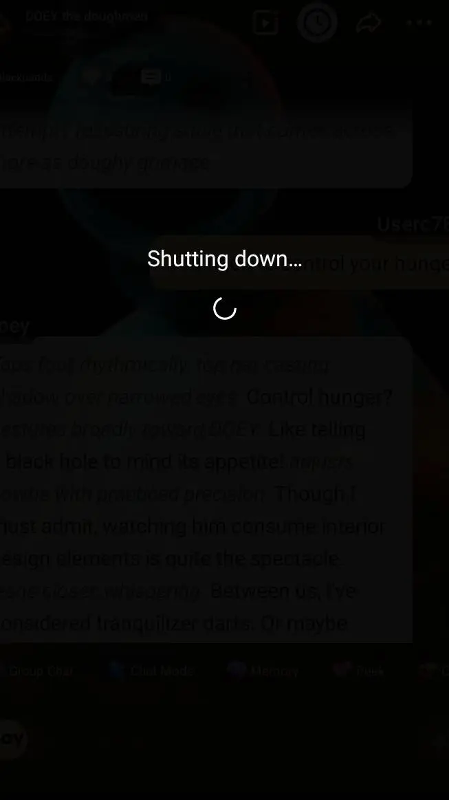 ai character: dying screen background