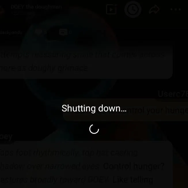chat with ai character: dying screen
