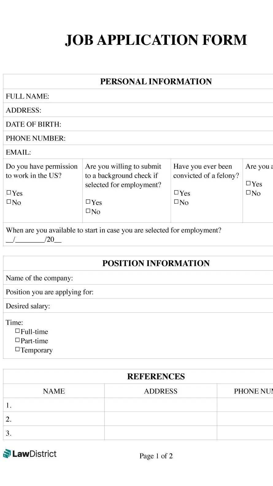 ai character: Job application background