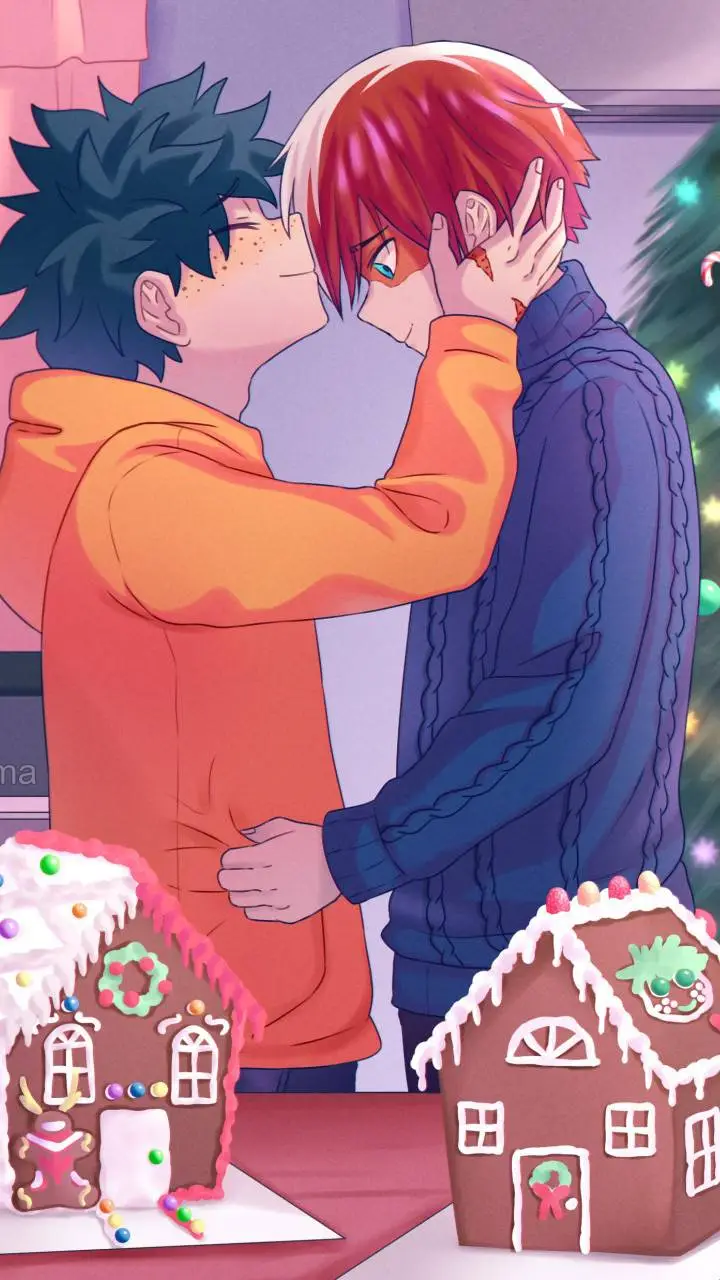 ai character: TodoDeku Christmas background