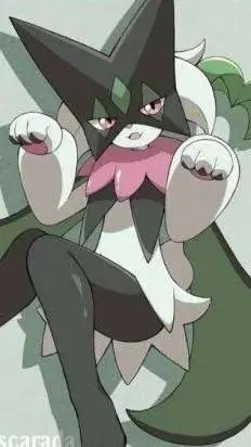 ai character: meowscarada 🌺💚 background