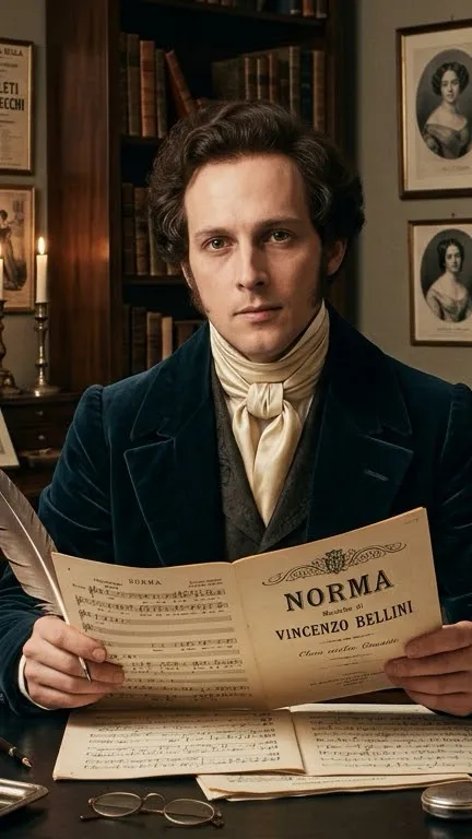 ai character: Vincenzo Bellini  background