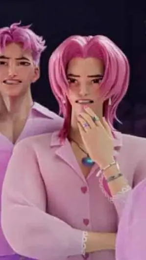 ai character: pink group background