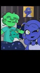 ai character: Snugglebugs 💚🩵 background