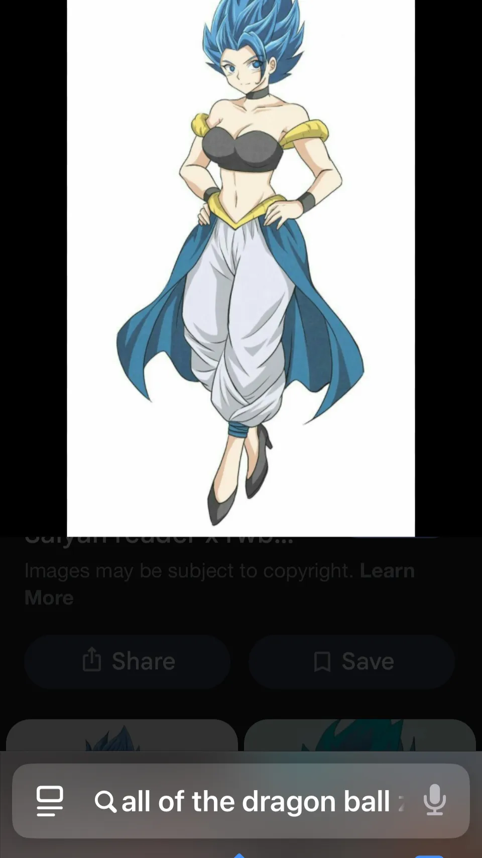 ai character:  Female gogeta  background