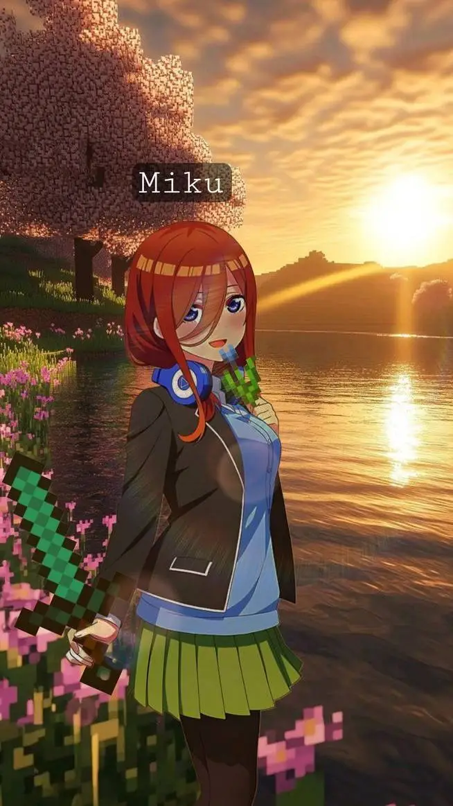 ai character: Miku (Minecraft) 💖 background