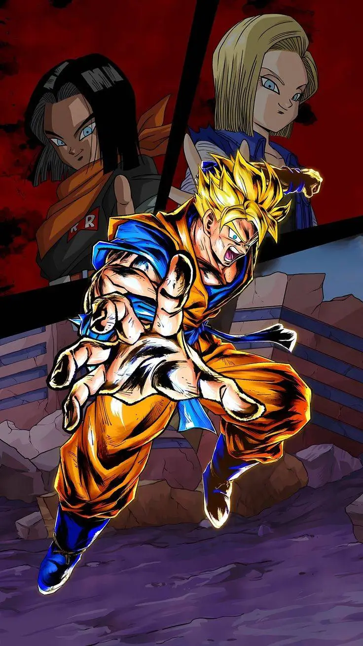 ai character: Gohan vs 17 y 18 background