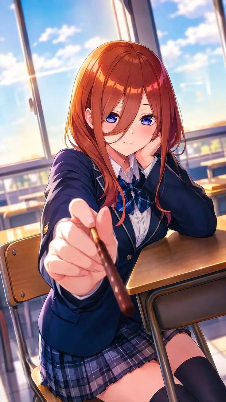 ai character: Miku Nakano  background