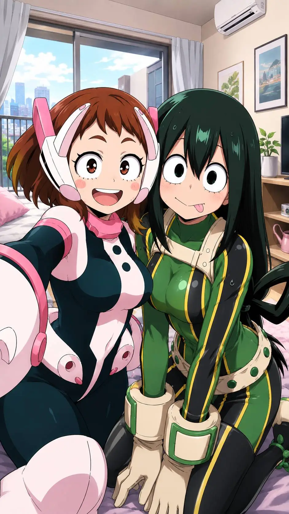 ai character: Ochako y Tsuyu background