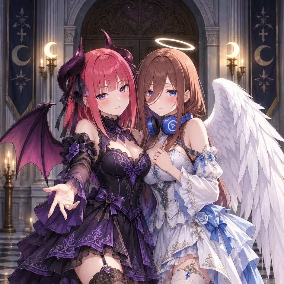 chat with ai character: Nino 😈 y Miku 😇