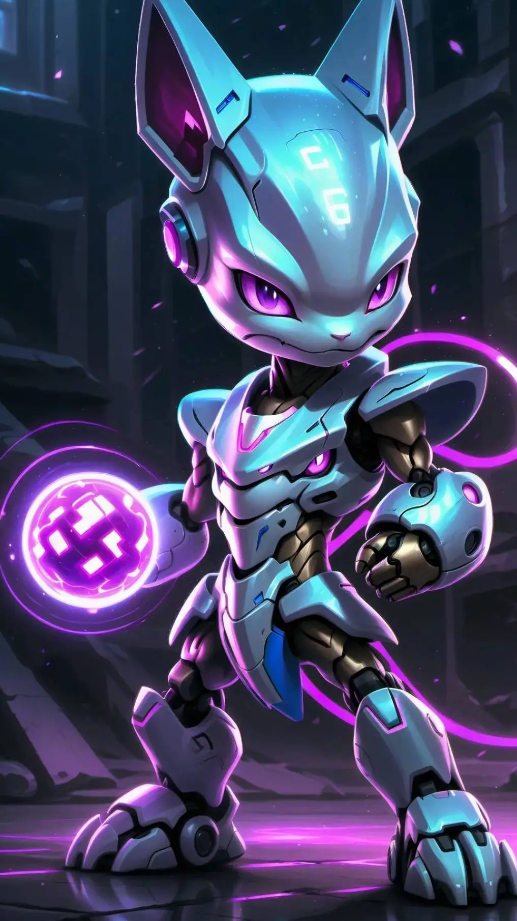 ai character: metal Mewtwo  background