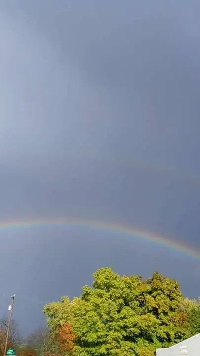 ai character: rainbow background