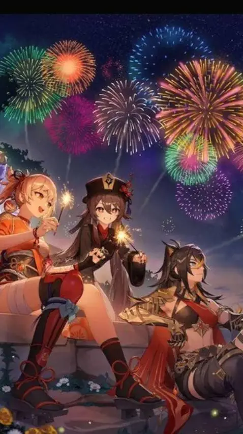 ai character: Ano novo em Genshi background