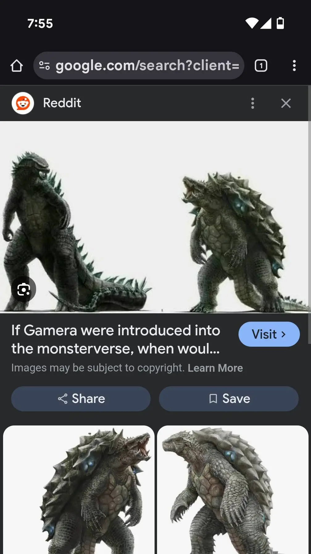 ai character: Godzilla vs Gamera background