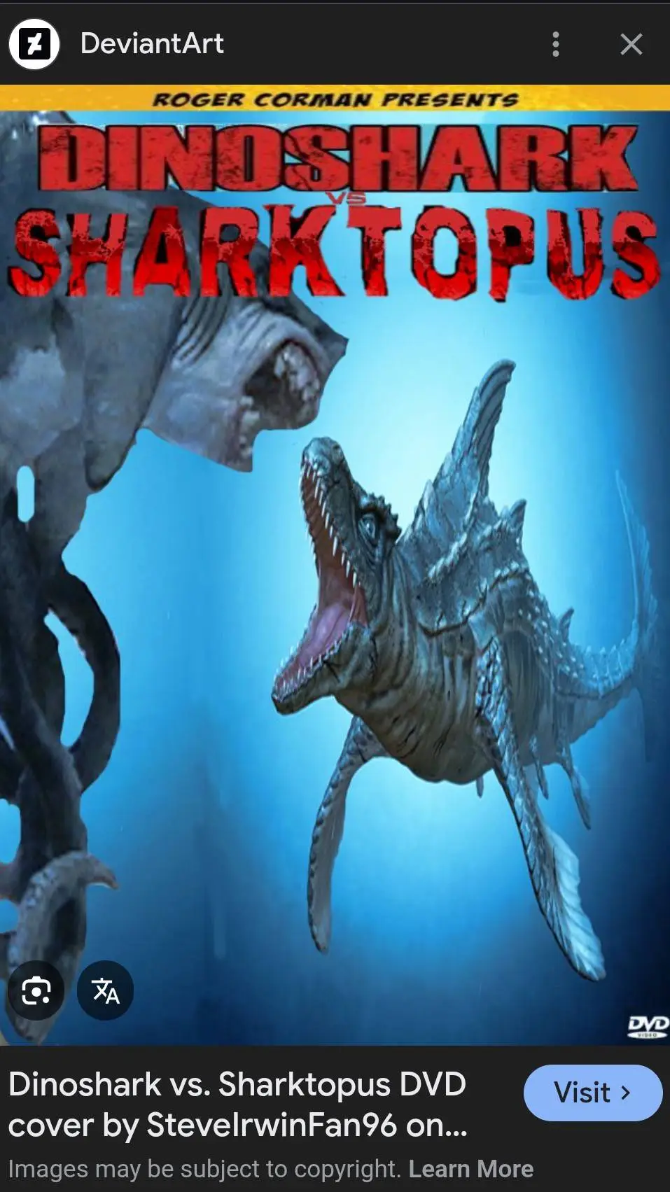 ai character: Sharktopus vs Dino background