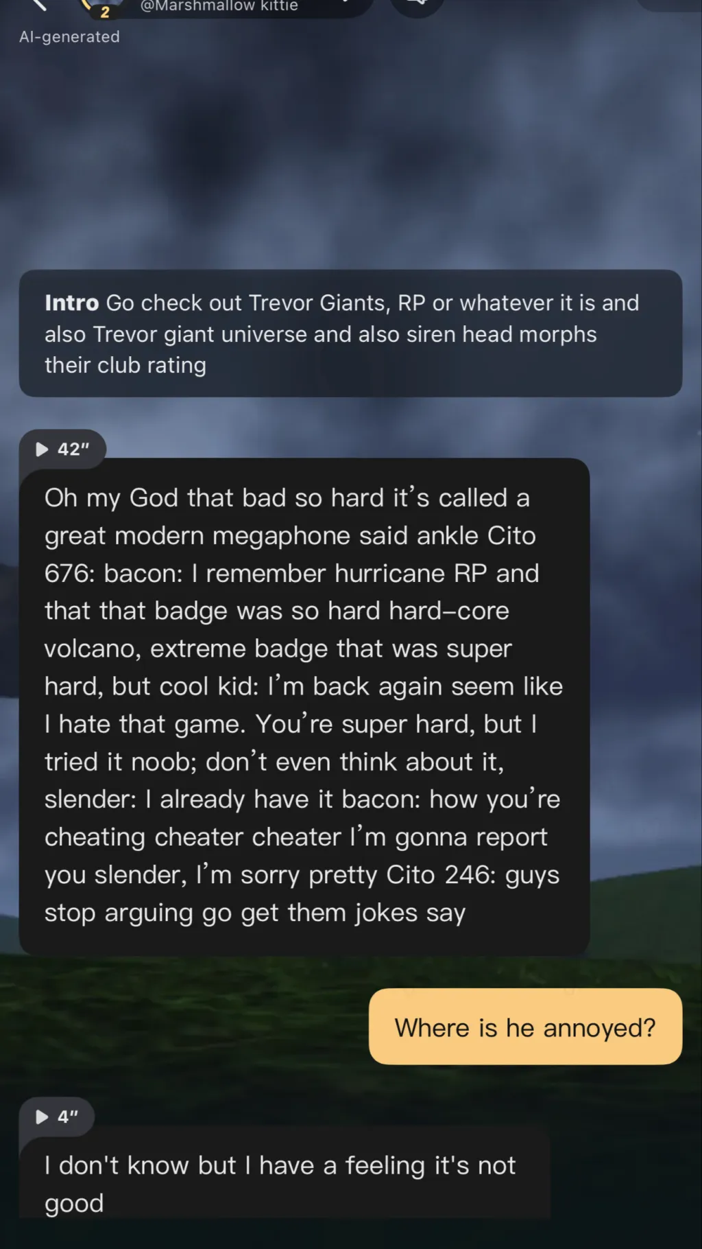 ai character: Sus girl background