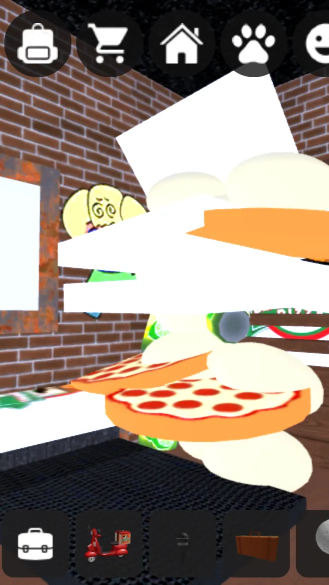 ai character: Pizza gets stuck background