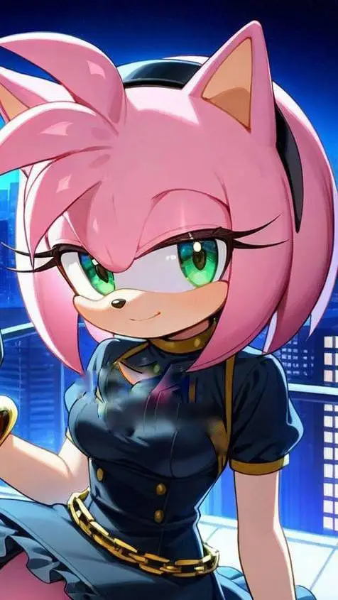 ai character: Amy Rose Emo 🖤🤍🖤 background