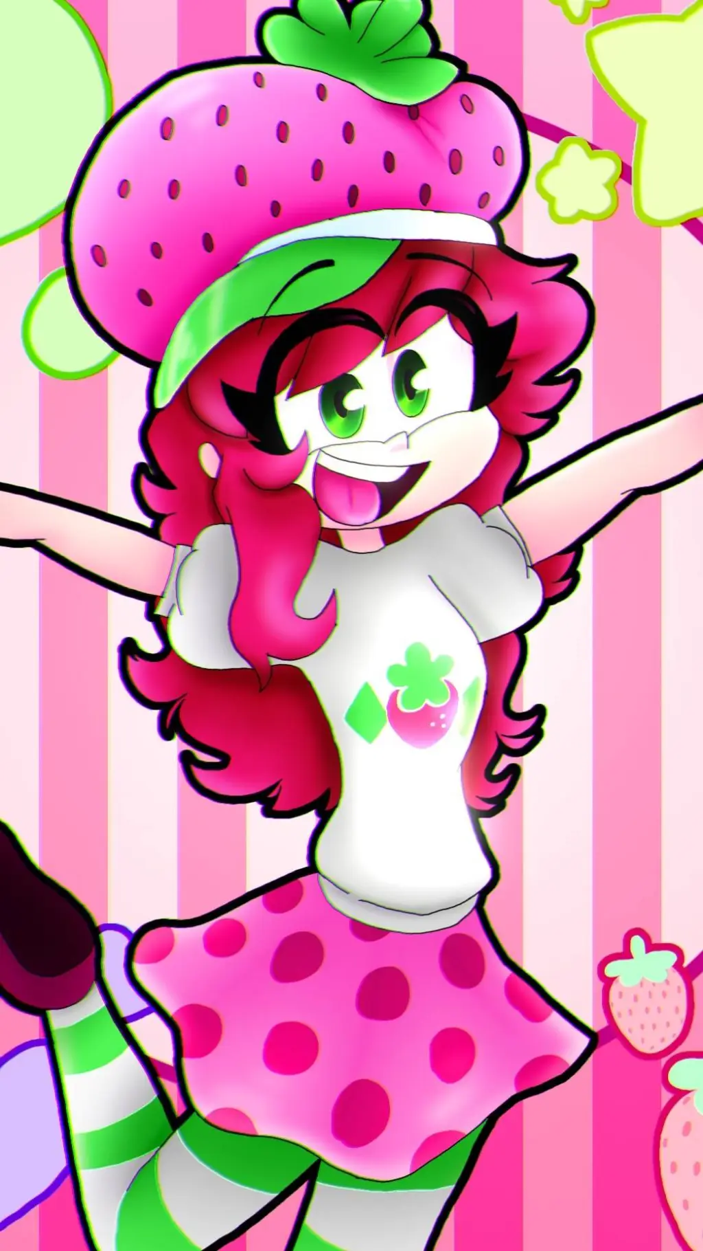 ai character: Strawberry background