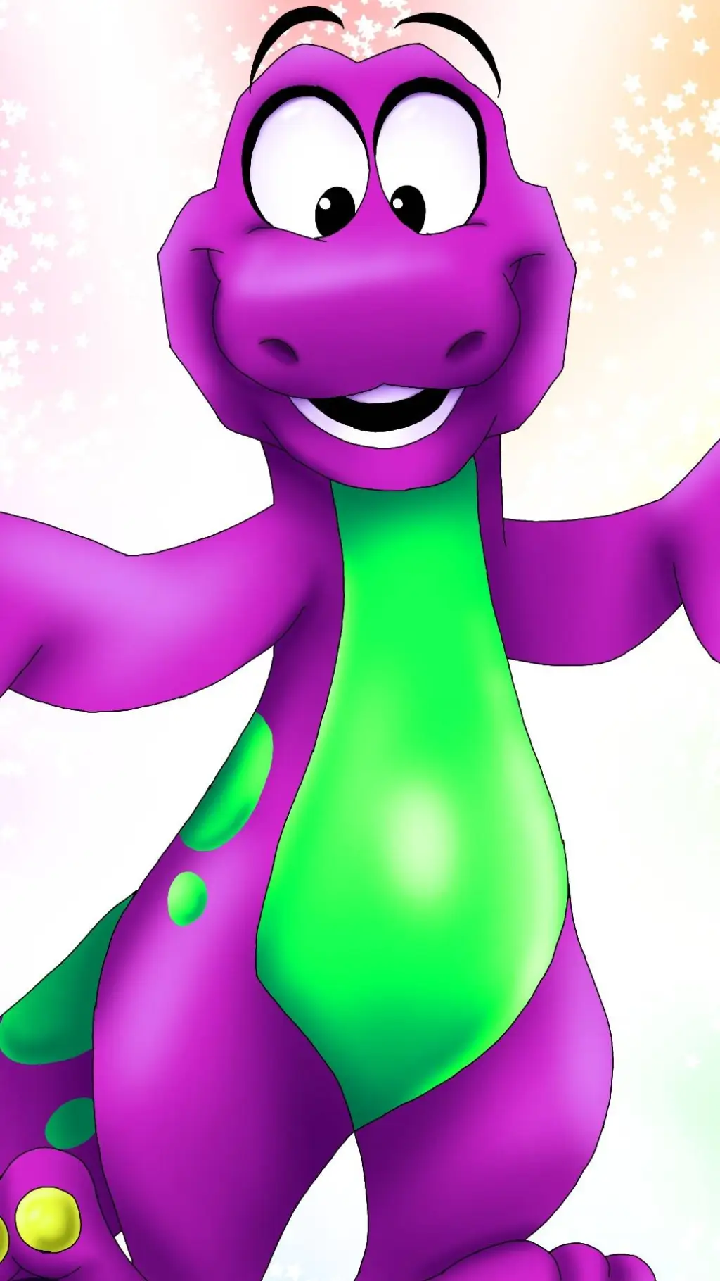 ai character: 🌈 Barney 🎉 background