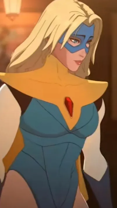 ai character: blonde blazer background