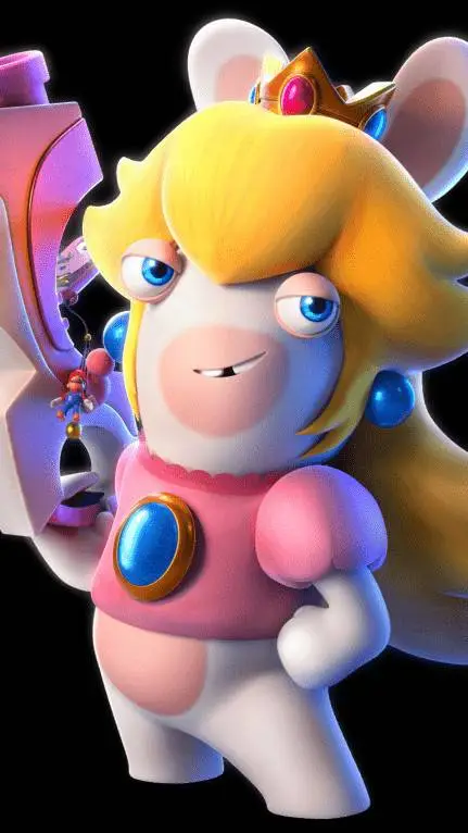 ai character: rabbid peach 😦 background