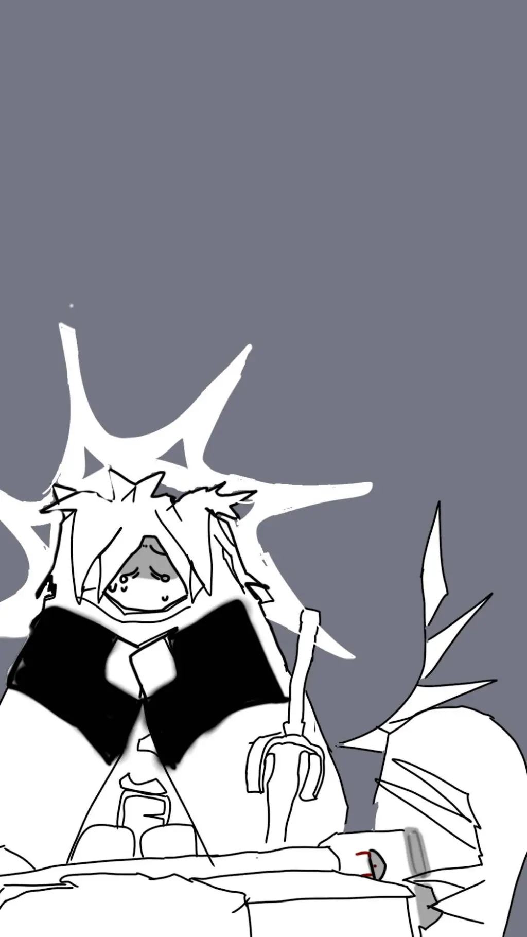ai character: two Time x azure background