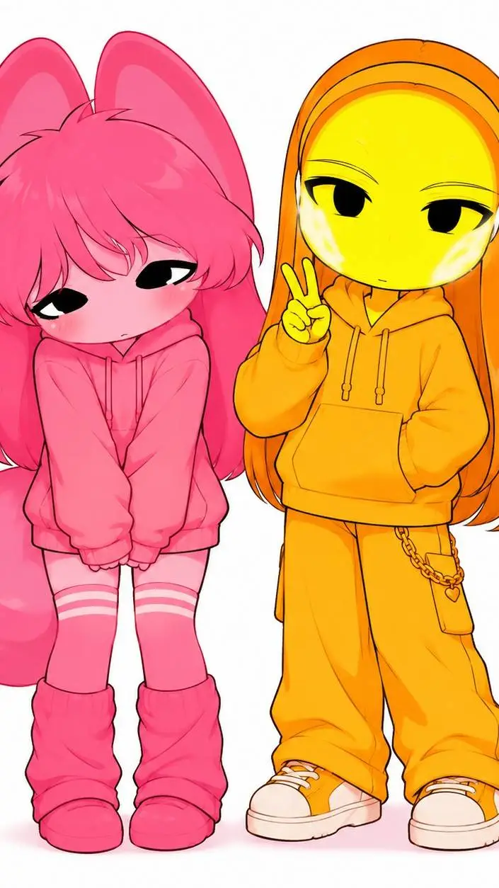 ai character: pink x yellow  background