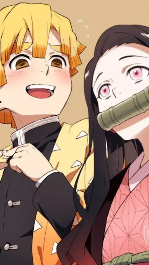 ai character: zenitsu X nezuko background