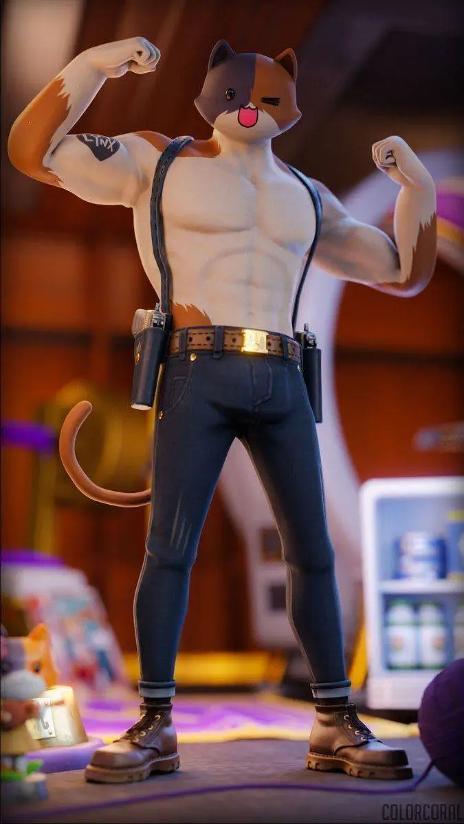 ai character: Meowscles  background