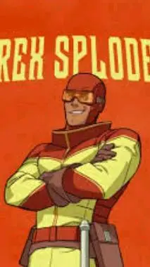 ai character: Rex Splode💣🔥🧨🦸 background