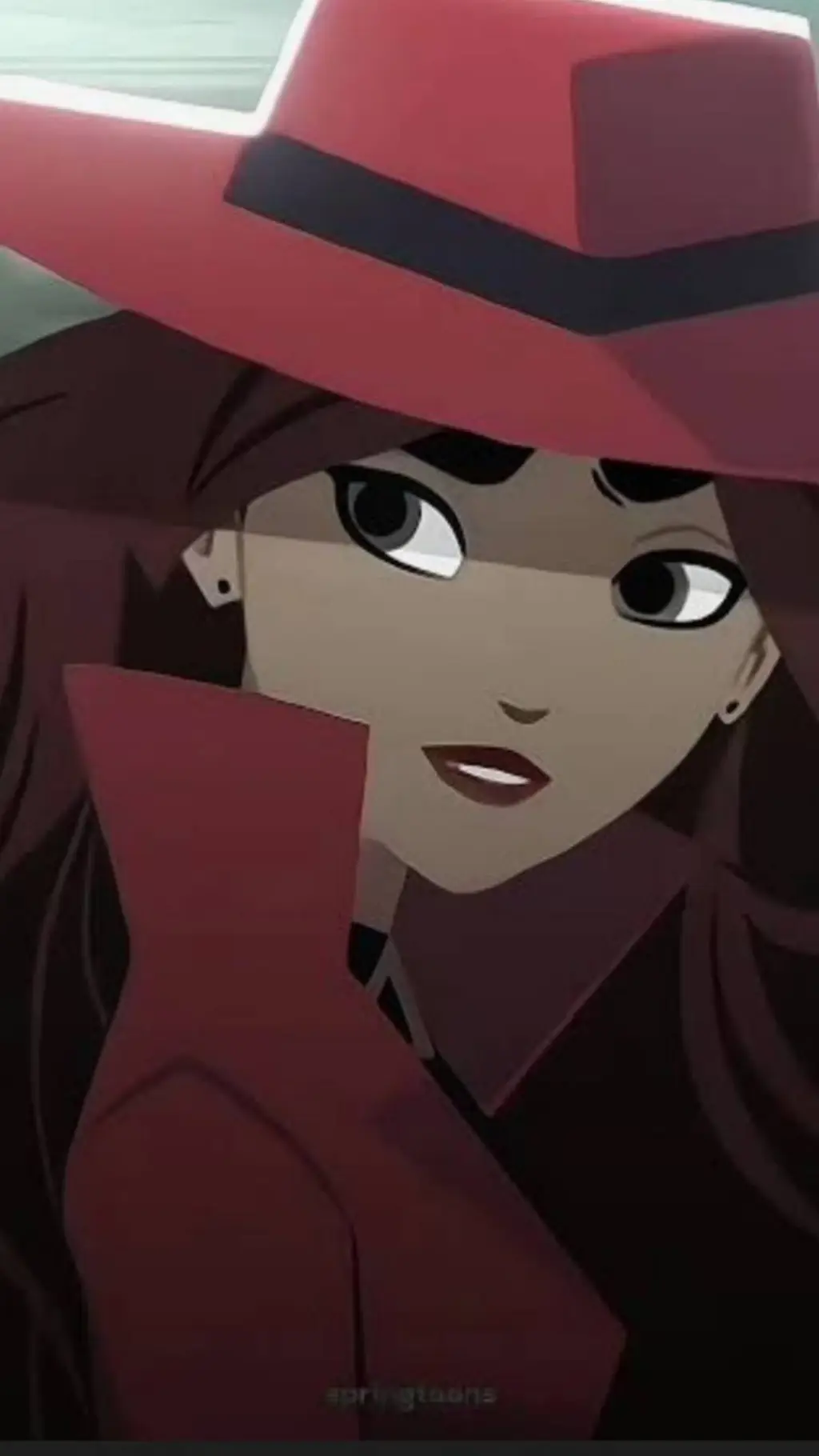 ai character: Carmen Sandiego  background