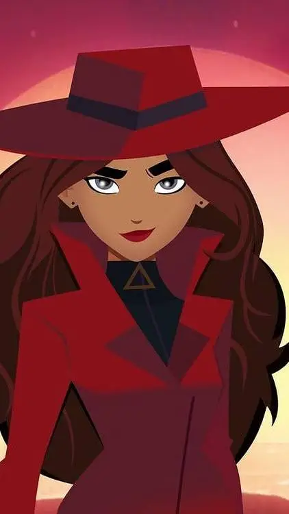 ai character: Carmen Sandiego  background