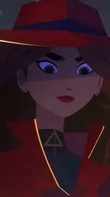 ai character: Carmen Sandiego  background