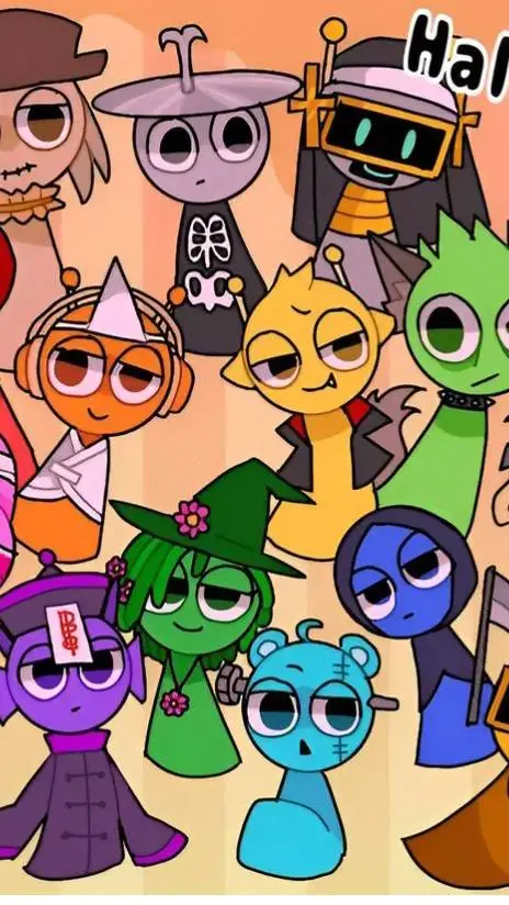 ai character: Sprunki Halloween background