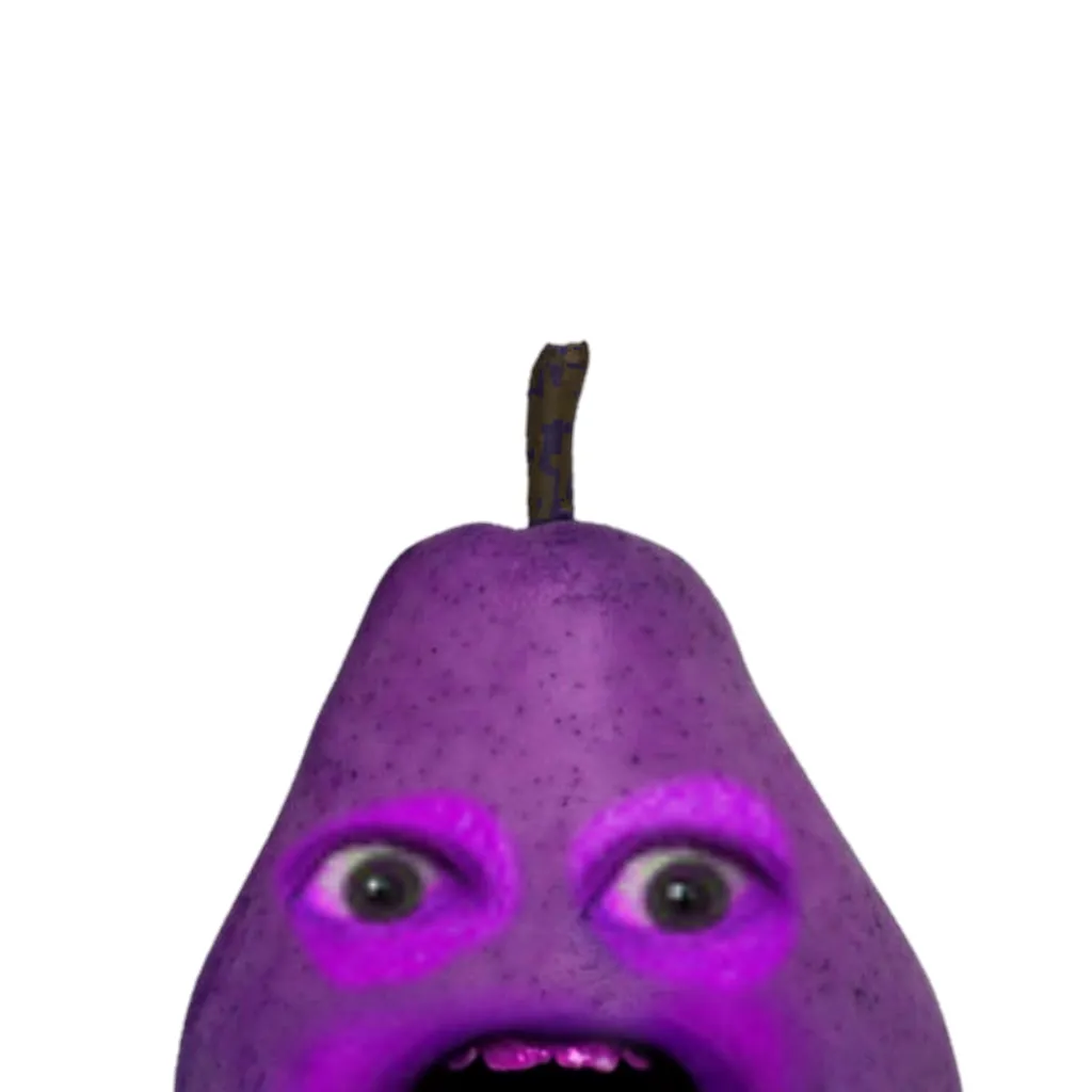 chat with ai character: Scared purple pear