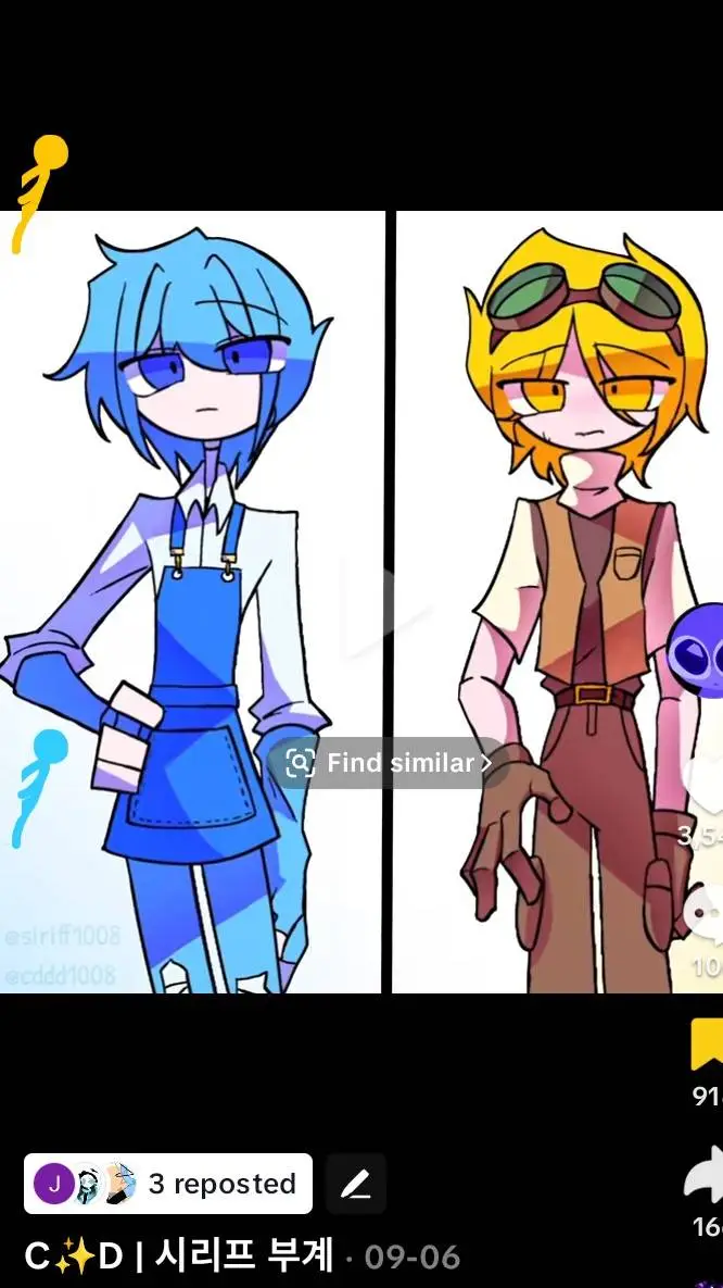 ai character: yellow x blue  background