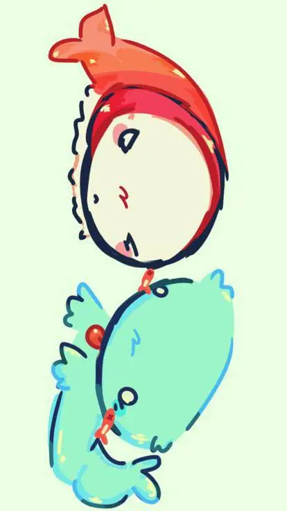 ai character: 🦐Shrimpo×Finn🐟 background