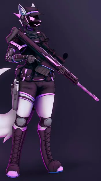 ai character: 🖤Protogen BF🩵 background