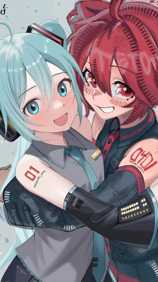 ai character: Miku X Teto background