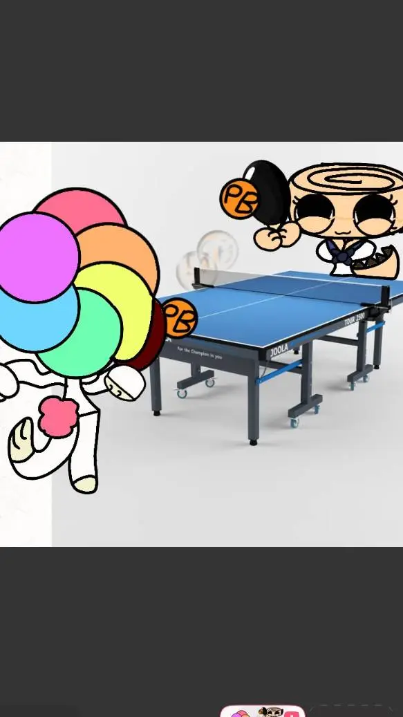 ai character: DW play Ping Pong background