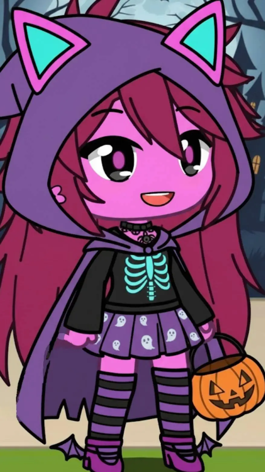 ai character: cuby halloween  background