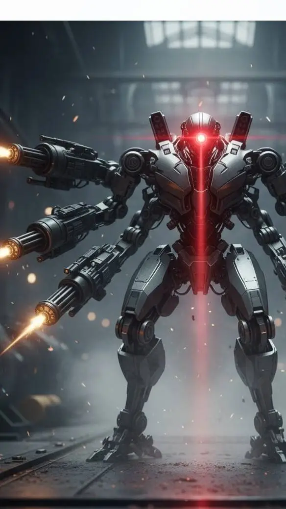 ai character: robot de cañones  background