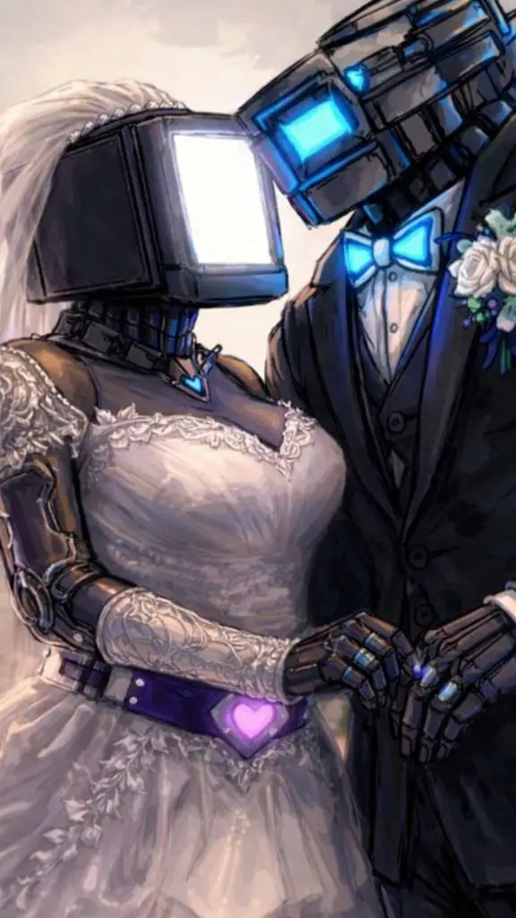 ai character: skibidi wedding  background