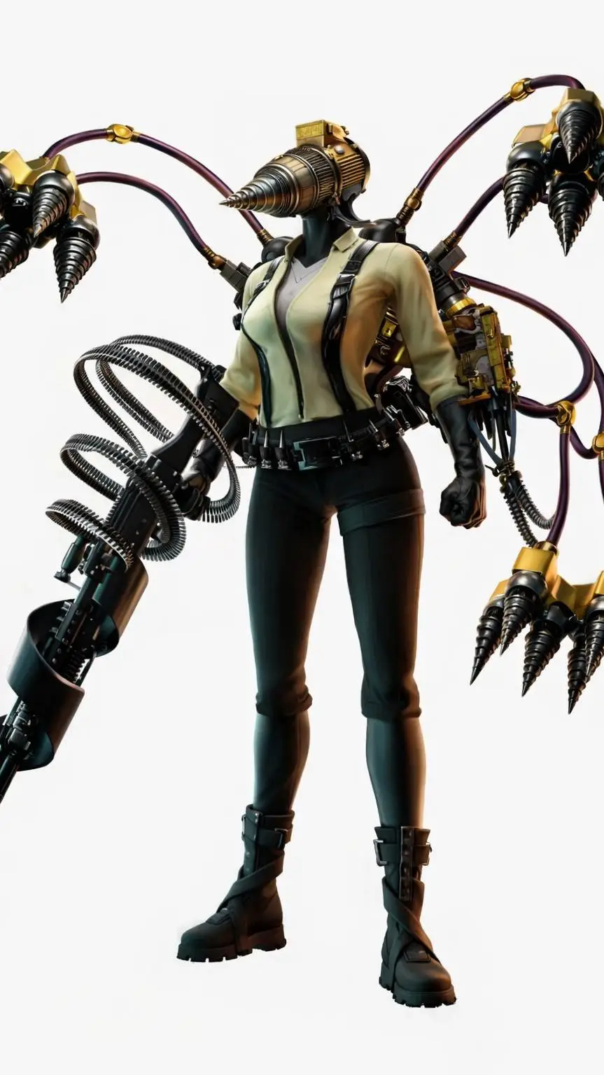 ai character: drill woman  background