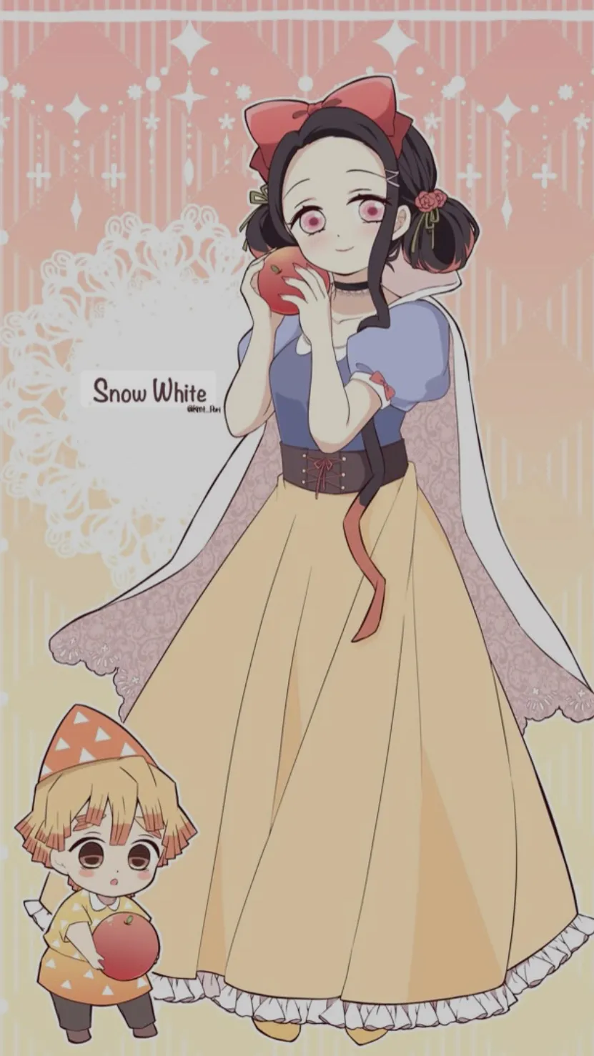 ai character: Nezuko snowhite background